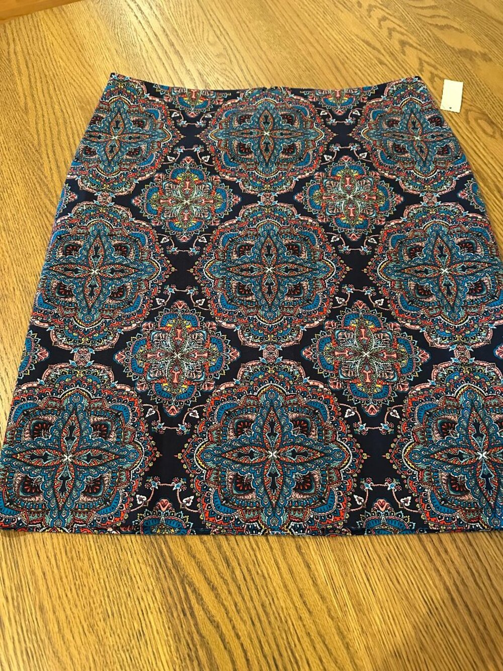 NWT Talbots multi colored with navy background a-line skirt